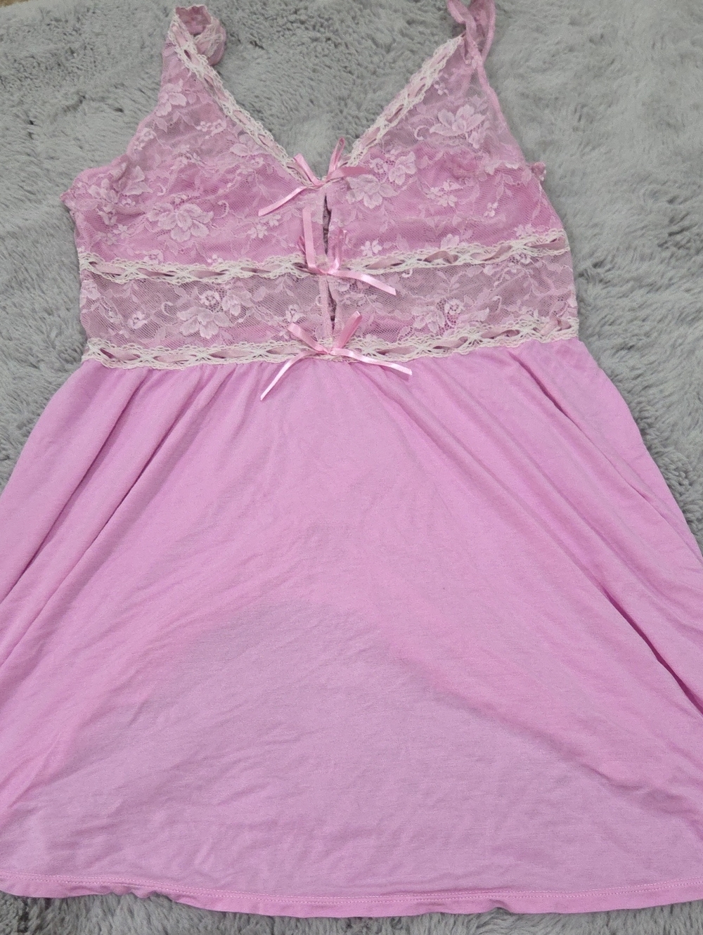 Adore Me Lace Trim Pink Chemise Nightdress
